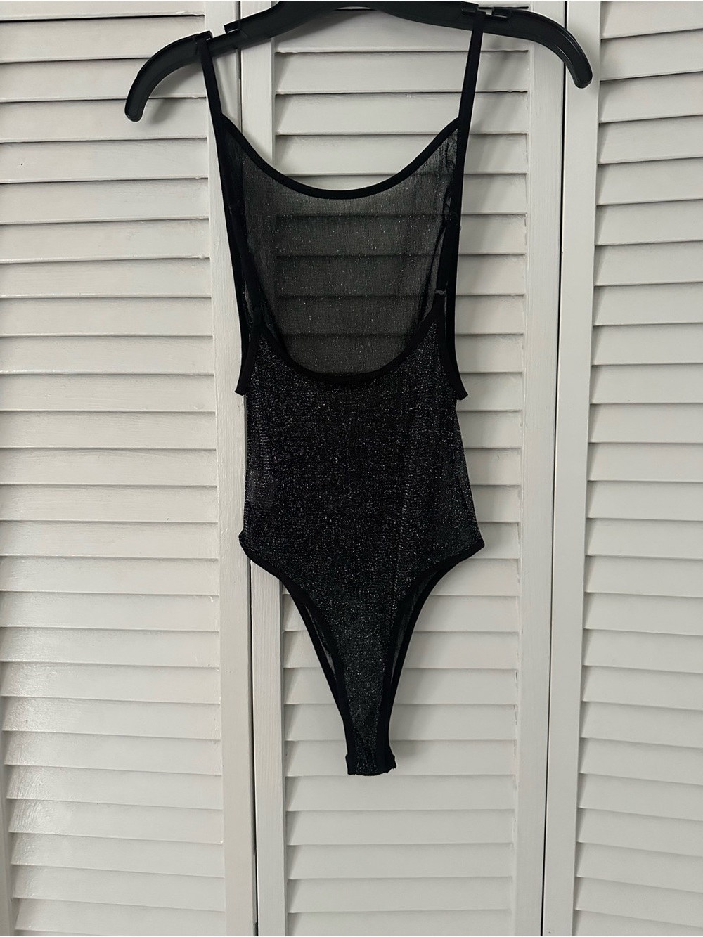 SHEIN Black Sparkle Sheer Bodysuit size L